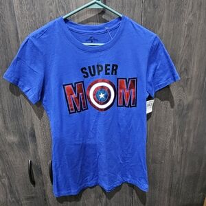 Marvel Disney Captain America Super Mom T-Shirt Tee Size XL -  NWT L👀K